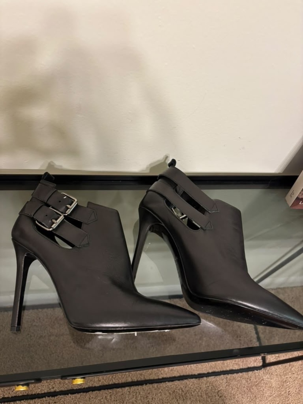AllSaints Women's Black Pointed Leather Ankle Booties